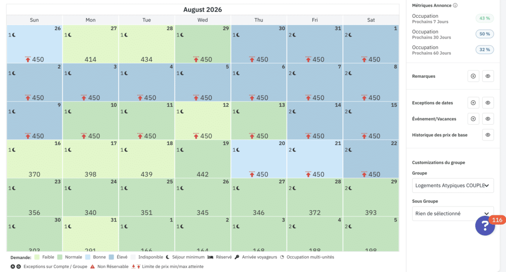 Une tarification dynamique avec des prix au plus juste chaque jour.