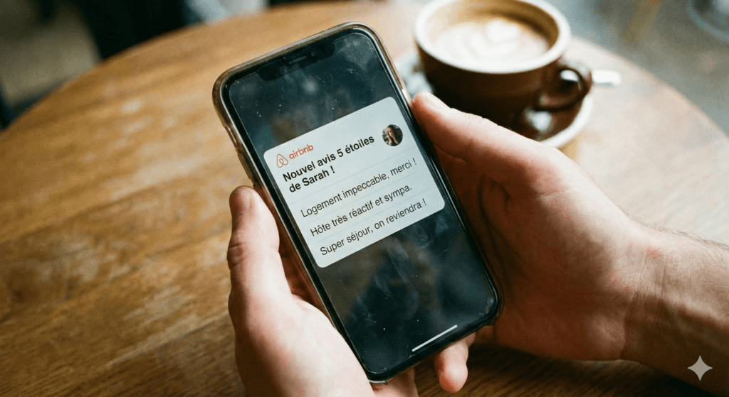 Liste d'avis 5 étoiles sur application mobile Airbnb, critère essentiel pour devenir Superhost