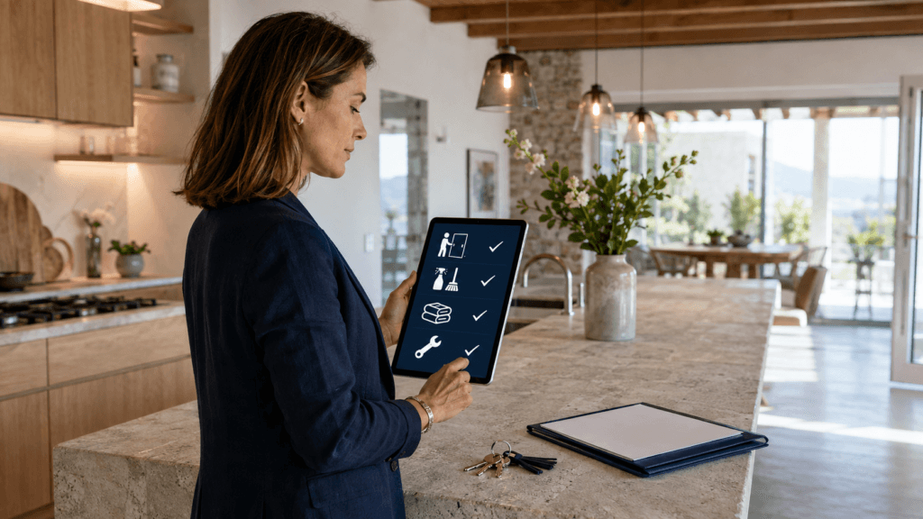 Entrepreneur créant une conciergerie de location saisonnière sans carte G.